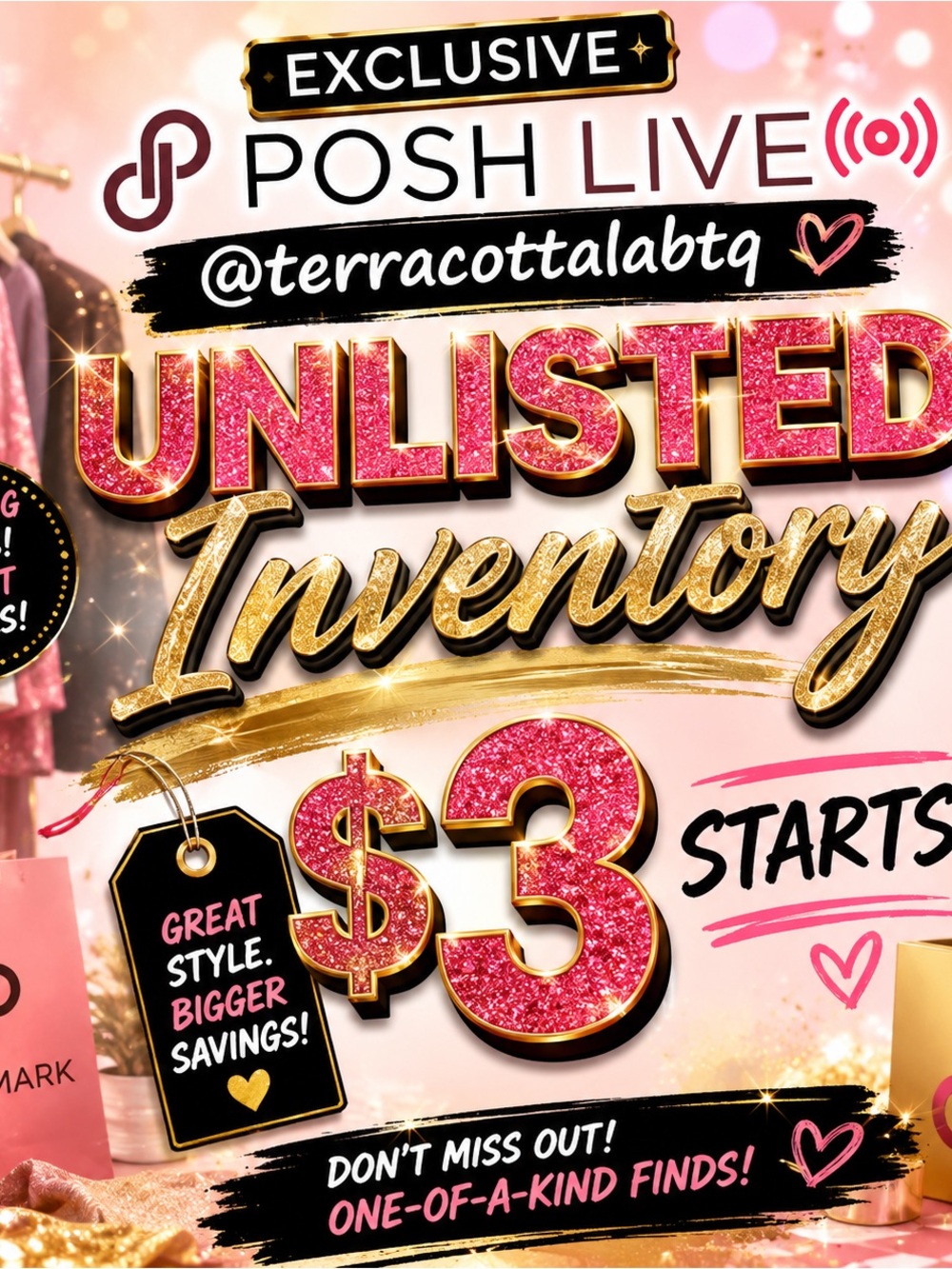 Exclusive Unlisted Inventory Sale Poster - Pink & Gold